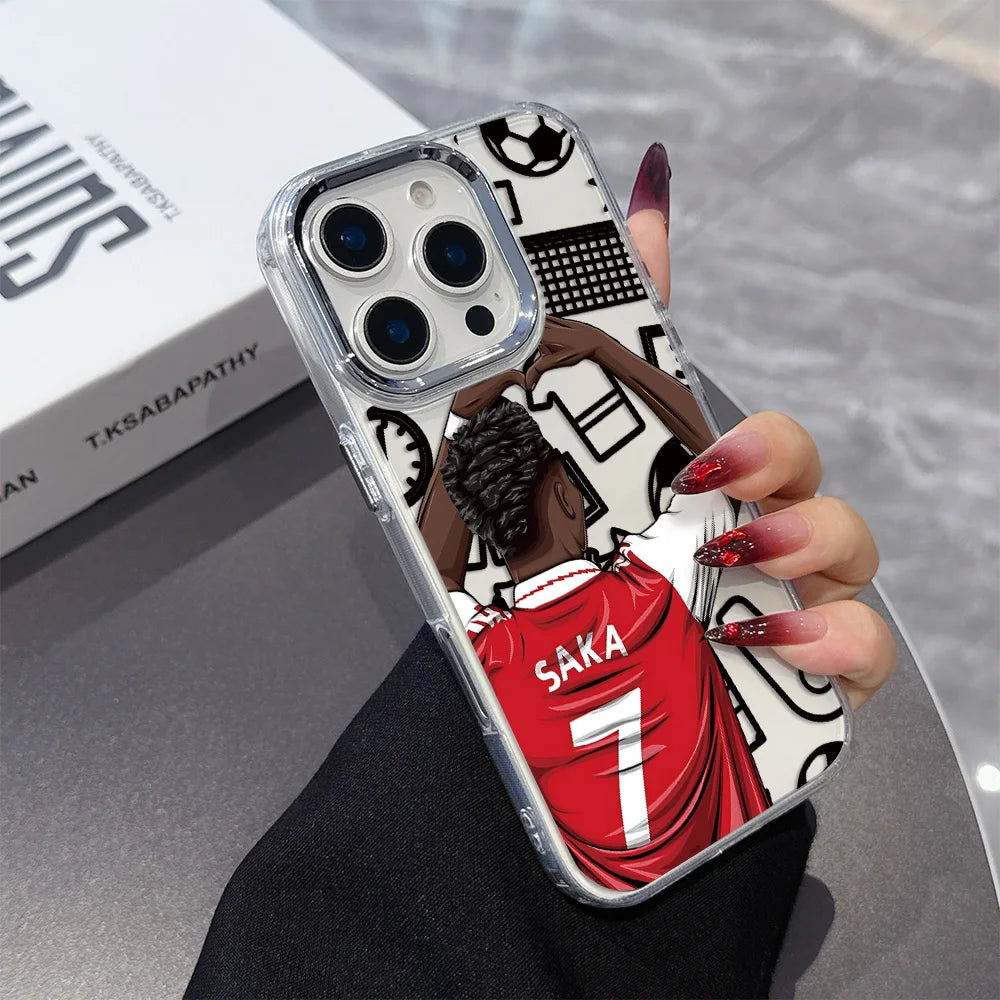 Cartoon Football Number CR7 Phone Case For iPhone 17 16e 16 15 14 13 12 11 mini Pro Max X XR XSMAX 8 Air Plus Transparent Cover