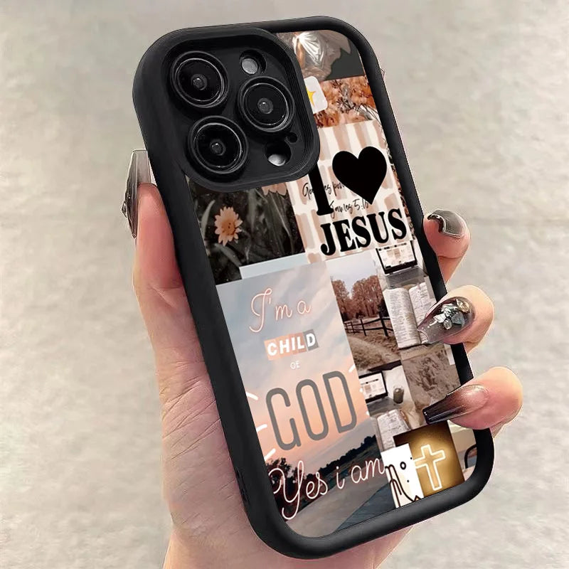 Jesus Collage Pattern Thick Shockproof Phone Case For iPhone 16 Pro Max 16 15 14 13 12 11 Pro Max X XR XS 7 8 16 Plus  Cover