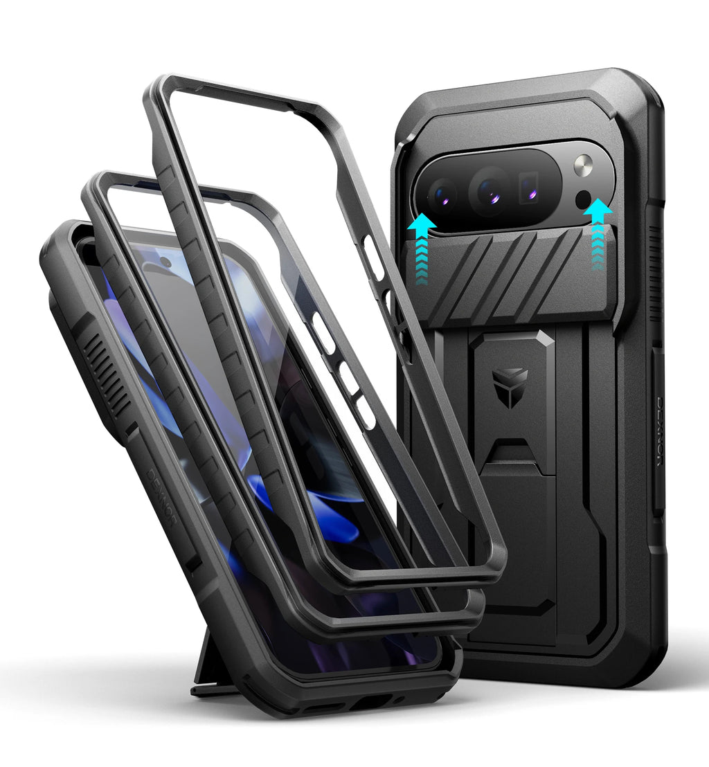 For Google Pixel 10/10 Pro Case with Slide Camera Cover and Built-in Screen Protector Kickstand Rugged Bumper Shockproof Cover