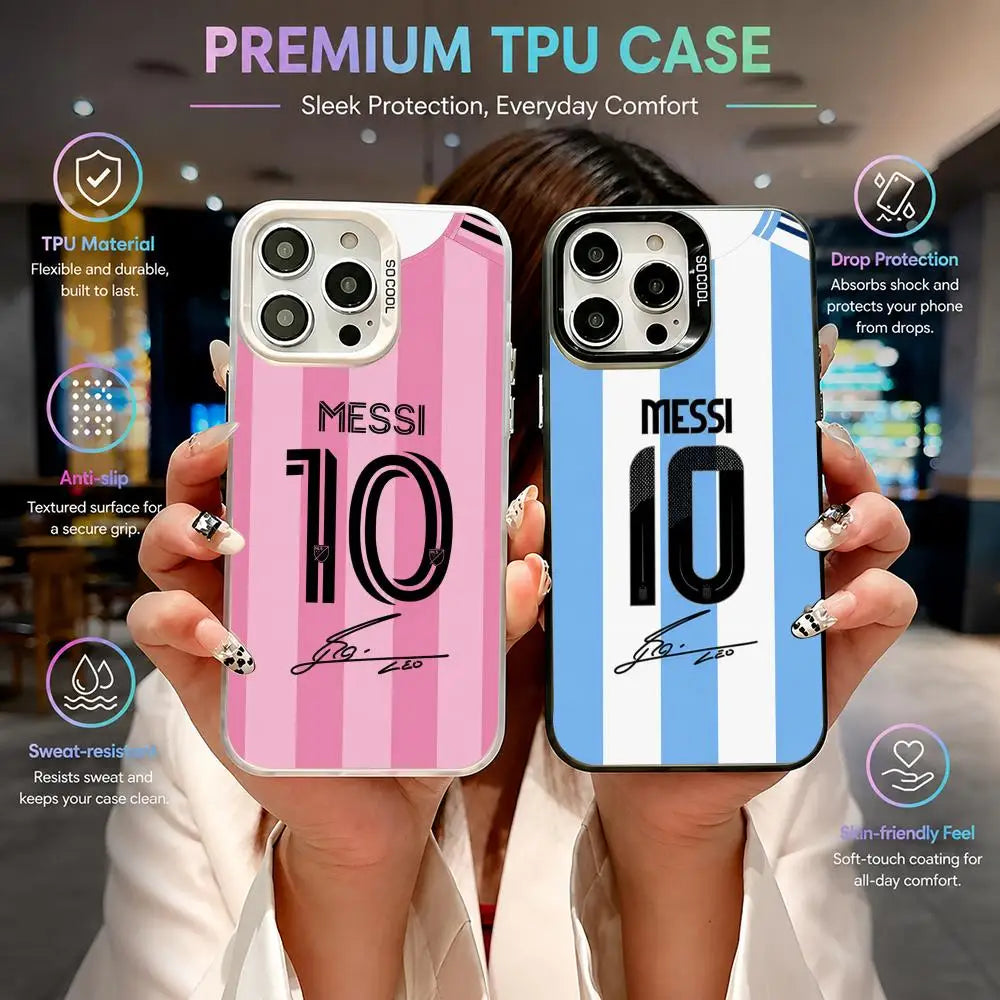 1 Football Star Messi #10 Logo Phone Case iPhone 11/12/13/14/15/16/17 Pro Max Aurora TPU Case Shockproof Slim Stylish Cover
