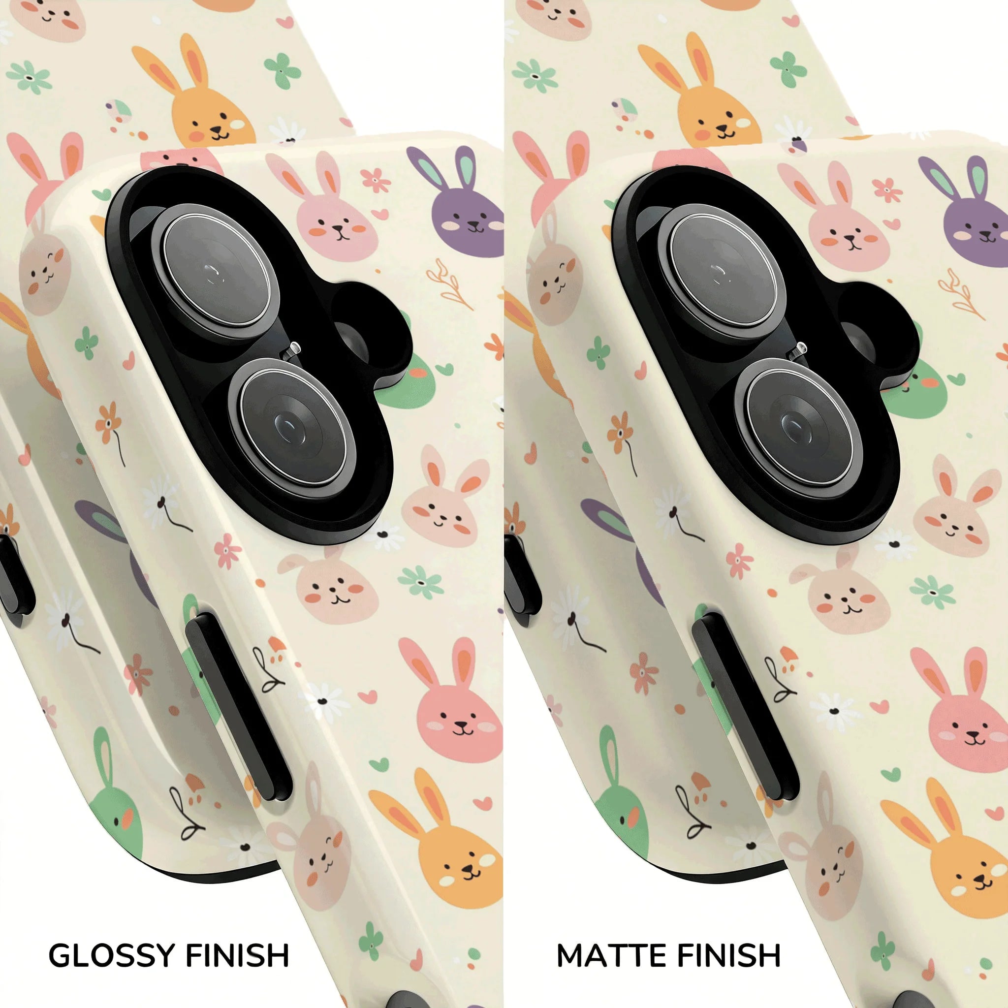 Cute Pastel Bunny Face Pattern Magnetic Phone Case For iPhone 17 16 15 14 Pro Max Plus 13 12 Wireless Charging Shockproof Cover