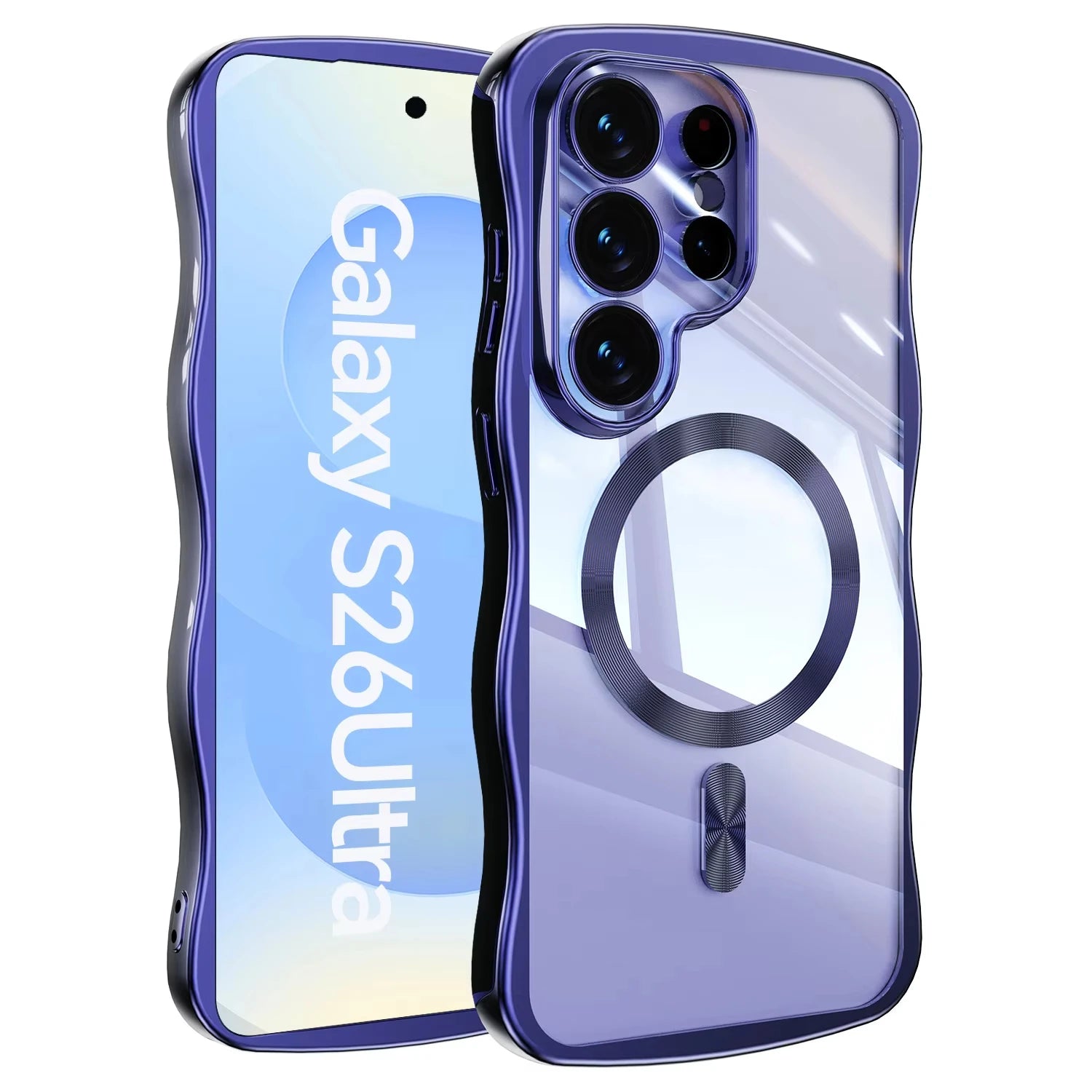 Plating Wave Frame Magnetic for Magsafe Case For Samsung S26 Ultra S26 Plus S26 Edge S26 Wireless Charging Clear TPU Soft Cover