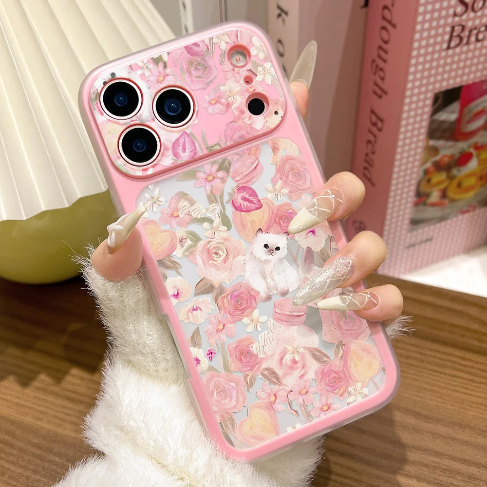 2 in 1 Jelly Pink Flower Case For iPhone 17 Pro Max Air 16 15 14 Pro Max 13 Promax Transformed Into 17 Hard Plastic Cover Fundas