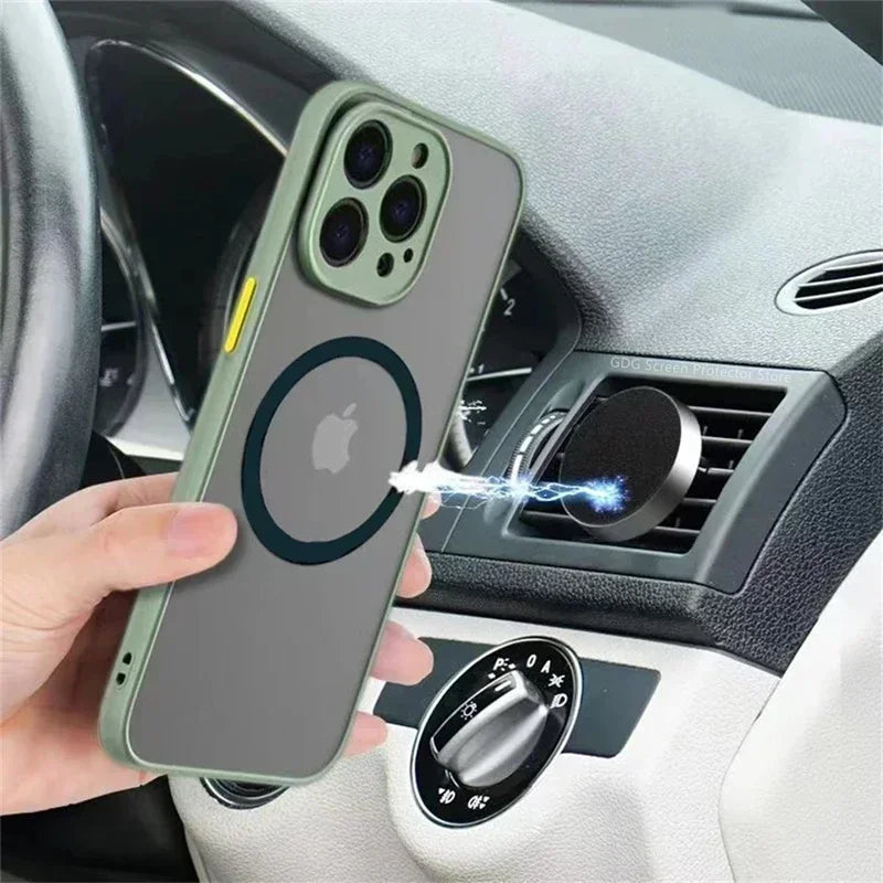 Hard Matte Case For iPhone 16 17 Air 16e 15 14 13 Mini 12 11 Pro Max Plus Phone For Magsafe Magnetic Wireless Charge Cover funda