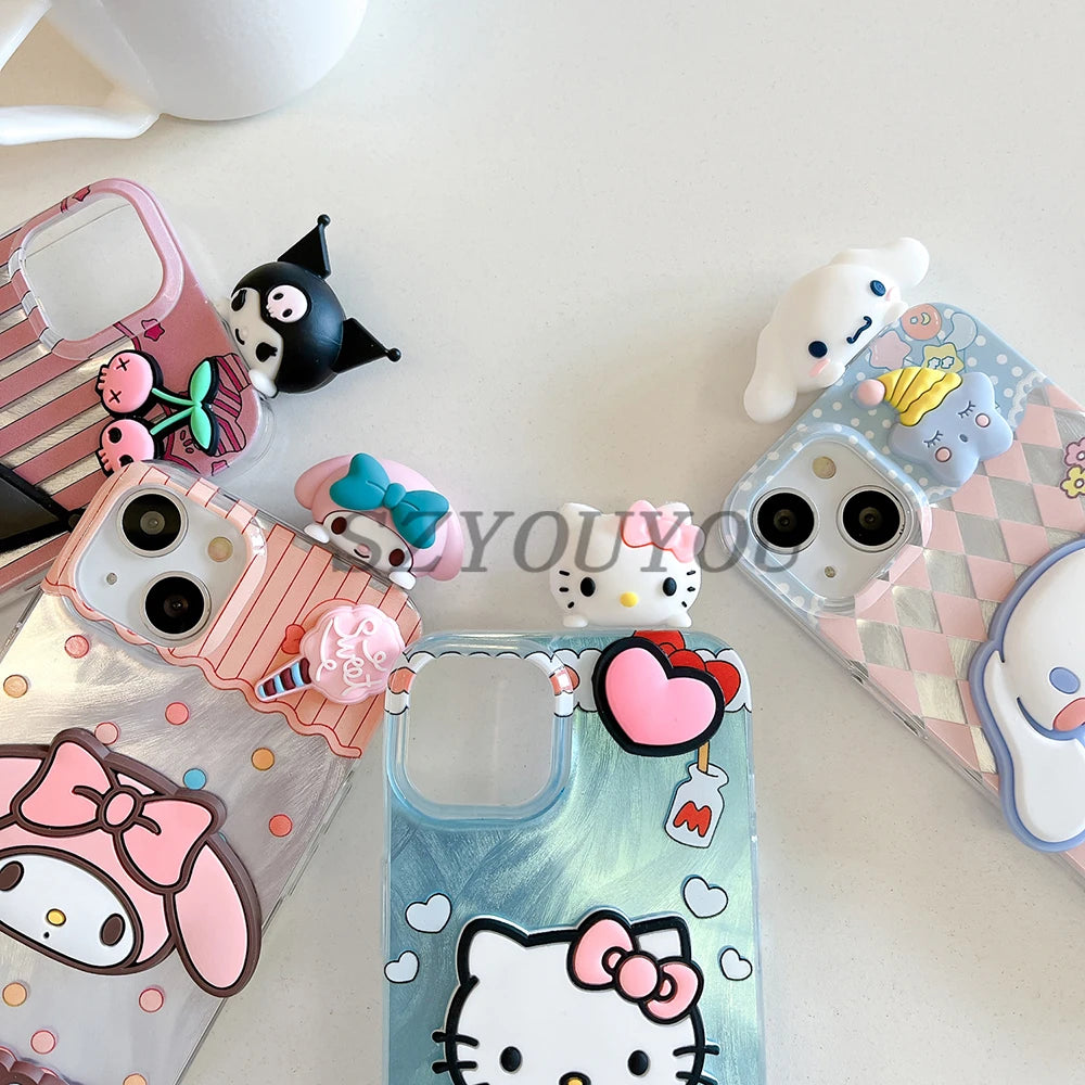 For Honor X9D X7C X8B X6A Magic 5 6 7 Lite 70 90 200 400 Pro Cute Melody Kuromi Kitty Head Dazzle Lustre Lining Hard Phone Case