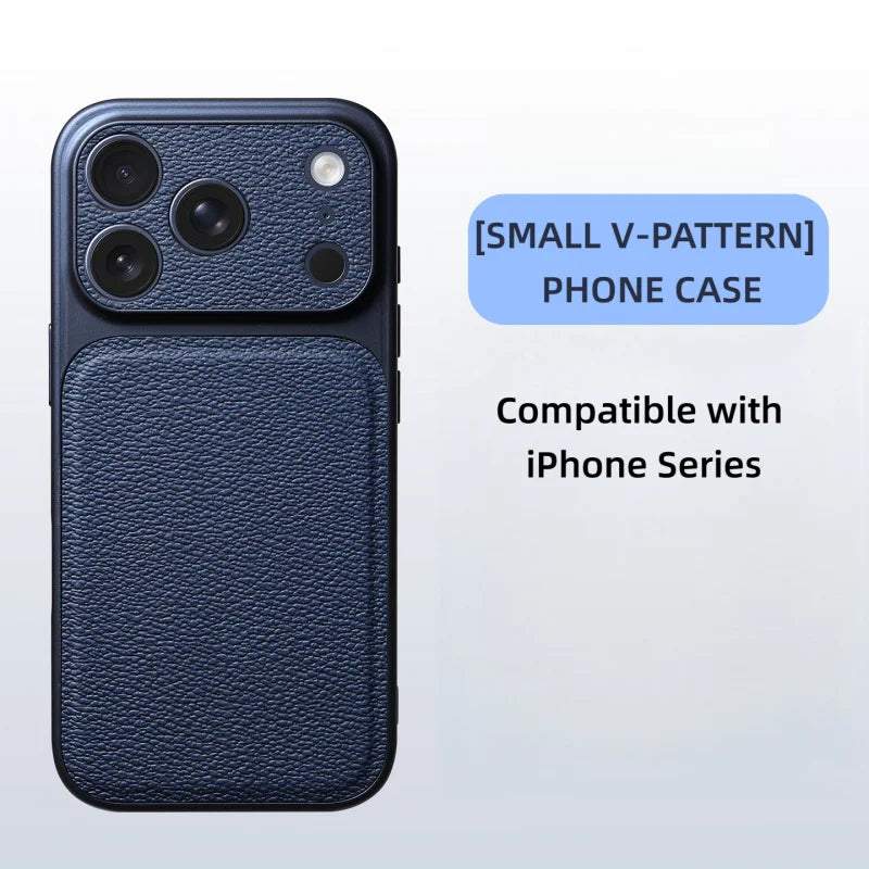 Solid Color Lychee Grain Leather Phone Case, Anti-Scratch & Shockproof Protective Cover for iPhone 17 Pro Max  16 15 14 13 Air