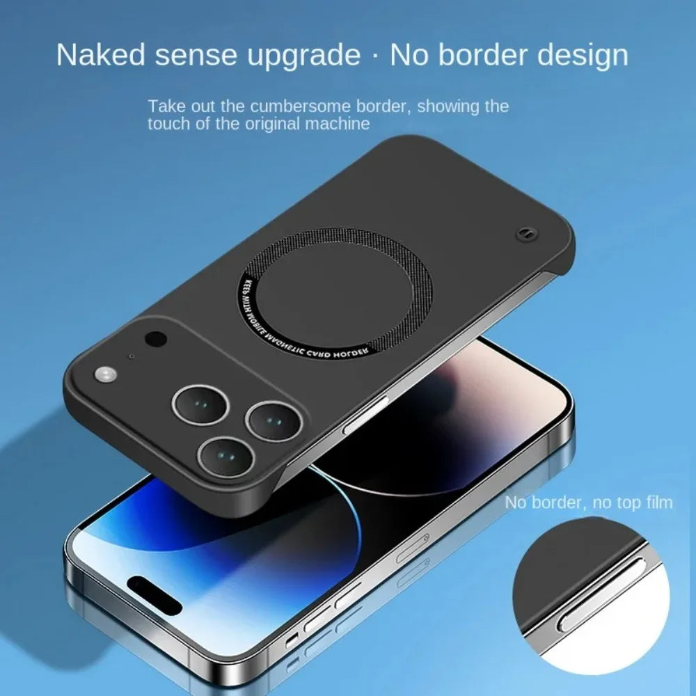 Ultra Thin Frameless Hard PC Phone Cases For iPhone 17 Pro Max Air 14 15 Plus 13 12 11 16 Pro For Magsafe Magnetic Protect Cover