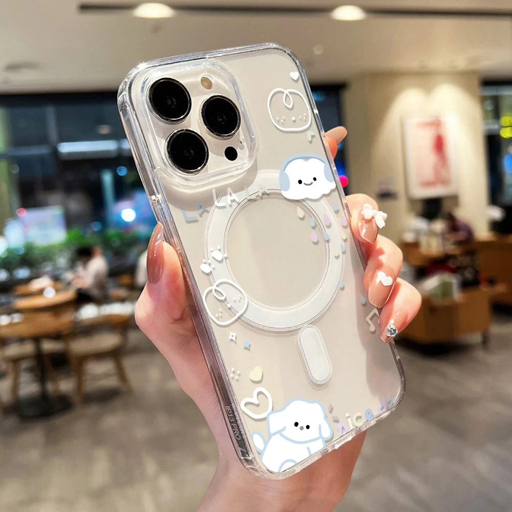 Cartoon Cat For MagSafe Wireless Charger Phone Case For iPhone 17 Pro Case iPhone 16 14 13 12 11 15 Pro Max Air Magnetic Cover