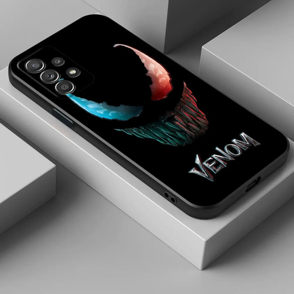 Marvel Black VENOM Phone Case For Samsung Galaxy A17 A57 A37 5G A07 A55 A54 A34 A35 A25 A15 A56 A36 A26 A16 A06 Back Cover Shell