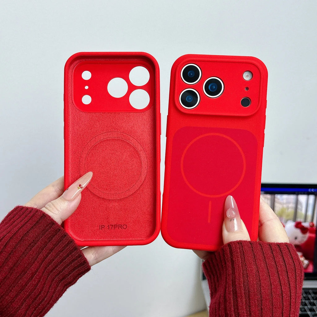 Original Silicone Bright Lucky Color Case for Apple iPhone 17 Air 16 15 14 13 Pro Max Plus Magnetic Wireless Charging Soft Cover