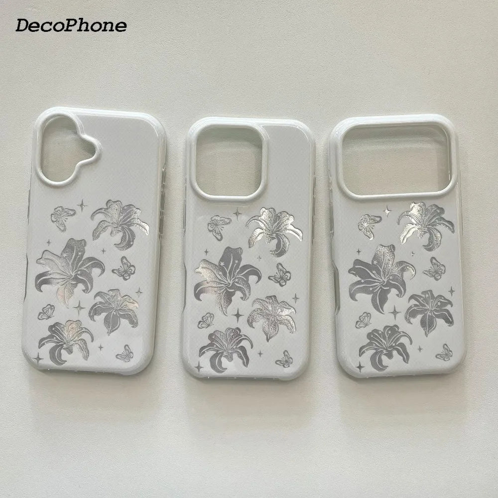 Ins laser bowknot lily flower case&German-imported Bayer TPU Phone Case for iPhone 17 pro max Air