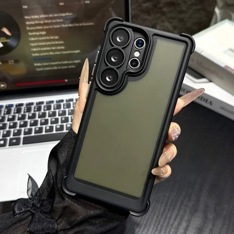 Shockproof Clear Matte Military Armor Case For Samsung Galaxy S26 S25 S24 Plus Ultra Hybrid Translucent Protective Frame Cover