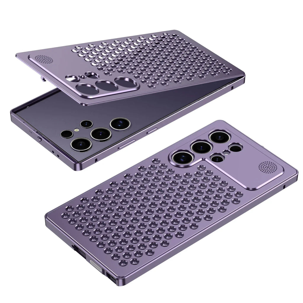 S24 S25 Ultra Heat Dissipation Aluminum Metal Phone Case For Samsung Galaxy S25 S24 S23 Ultra Cover Cooling Aromatherapy Armor
