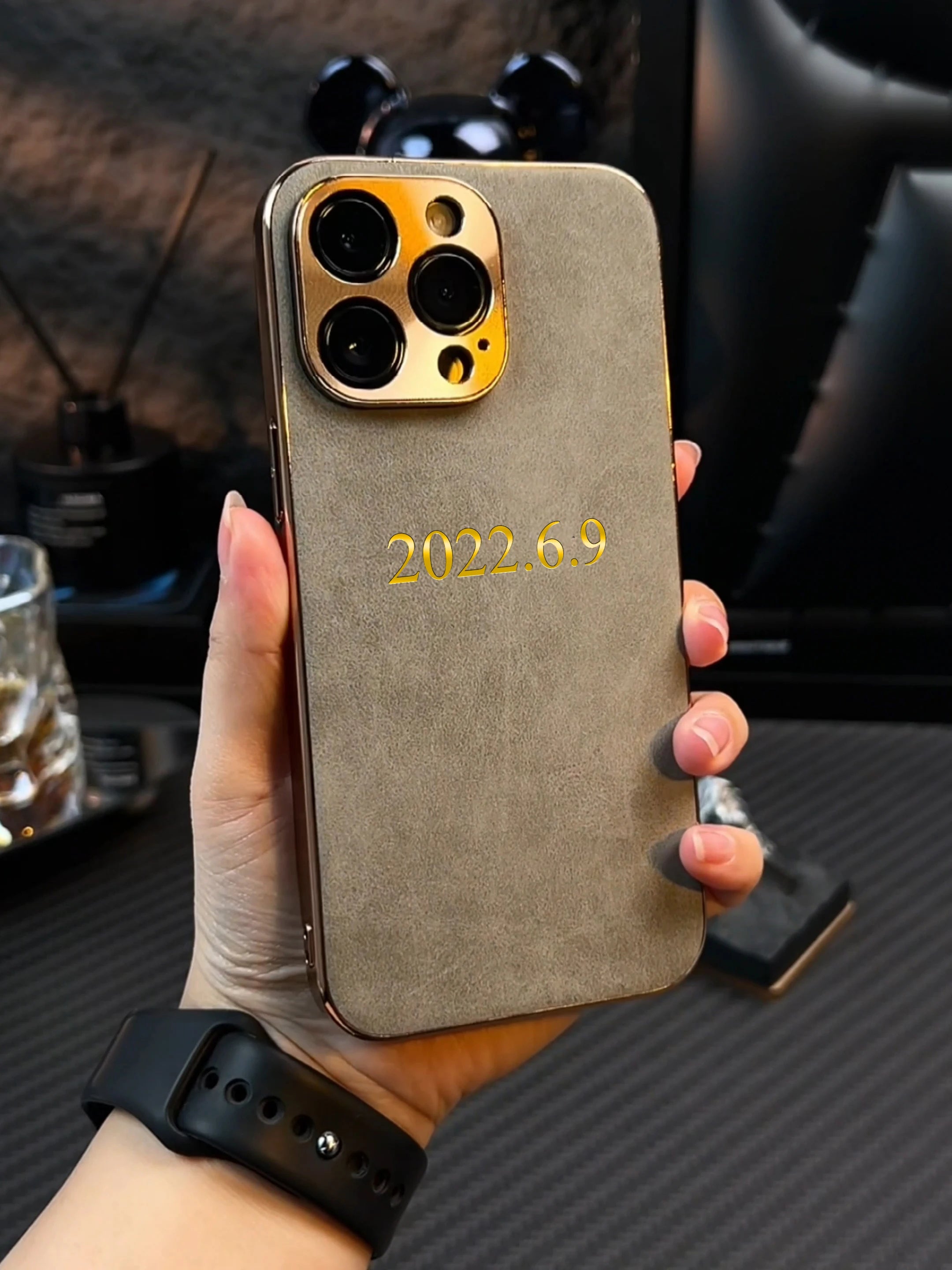 Leather Personalised Customized Name Case For Iphone 11 12 13 14 15 16 17 Pro Max 17 Air Plating Frame Lambskin Initials Cover