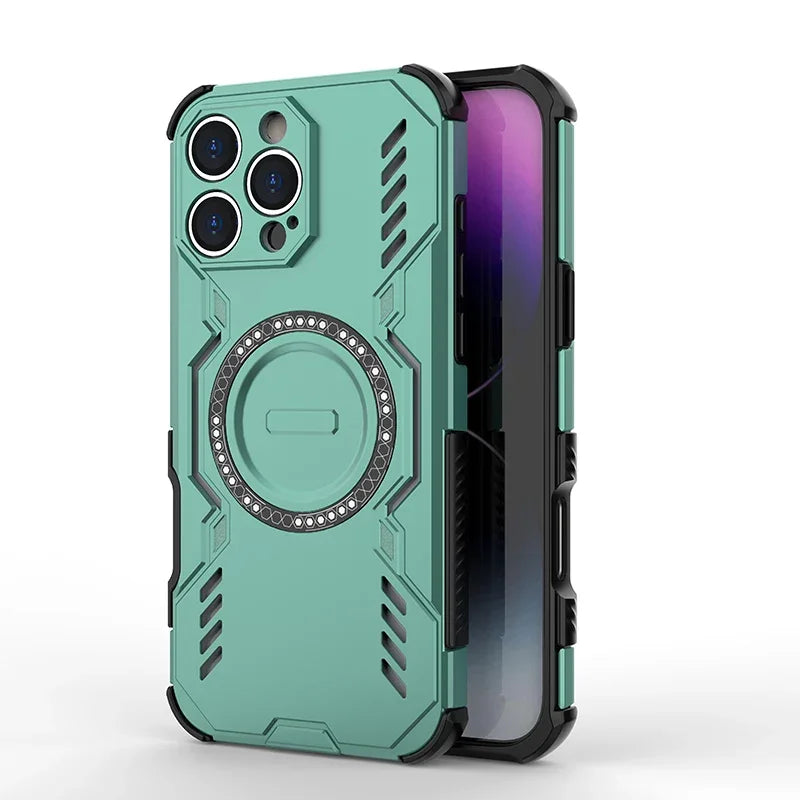 Armor Heat Dissipation Case for iPhone 17 Pro Max 17 Air Magnetic Wireless Charge Cover for iPhone 16 15 Pro16E 15Plus 16Plus