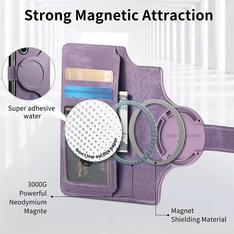 Flip Leather Magnetic Wallet Case for Samsung Galaxy Z Fold 7 6 5 4 3 Fold7 Fold6 Fold5 Fold4 Magsafe Magnetic Protection Cover