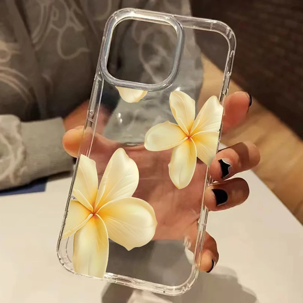Fresh Summer Yellow Floral Pattern Clear Phone Case For iPhone 17 Air 11 12 13 14 15 16 Pro Max Plus XS X XR Silicone Soft Cover