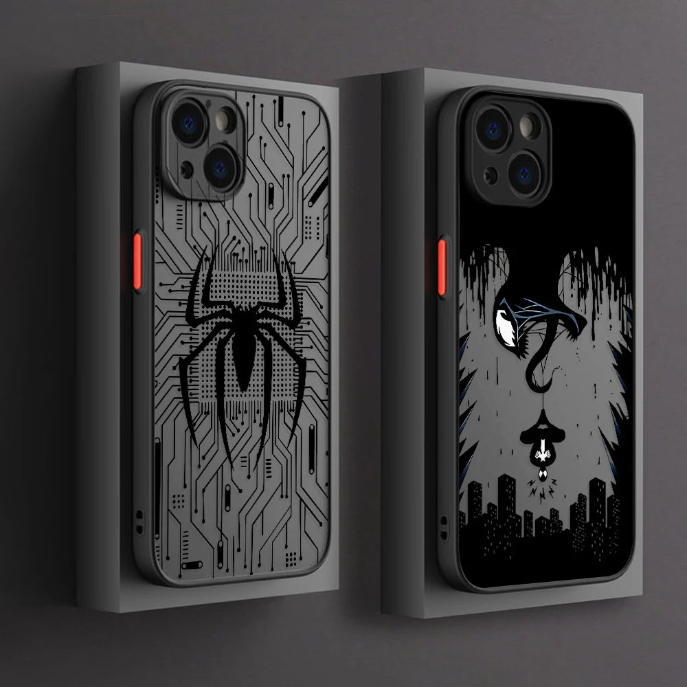 A-Avengers Spider Venoms Men Phone Case for Apple iPhone 17 Air 16 15 14 Plus 13 12 11 Pro Max X Xs XR Matte Transparent Cover
