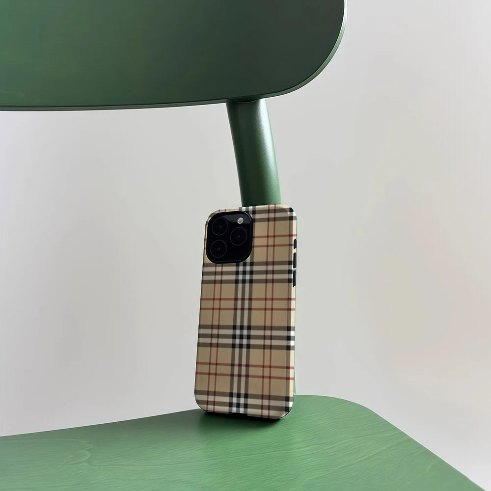 CaseLumi Matte Bumper For Magsafe Case For iPhone 17 16 15 14 Plus 13 Pro Max Shockproof Hard PC Brown Cloth Pattern Cover