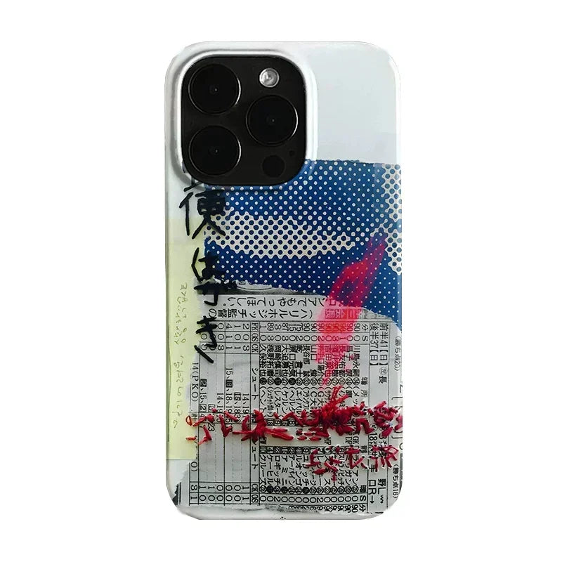 Retro Ins Japanese Poster Art Personality Creative Phone Case For iPhone 17 16 15 14 13 12 11 Pro XR XS X Max 7 8 Plus Y2K Cover