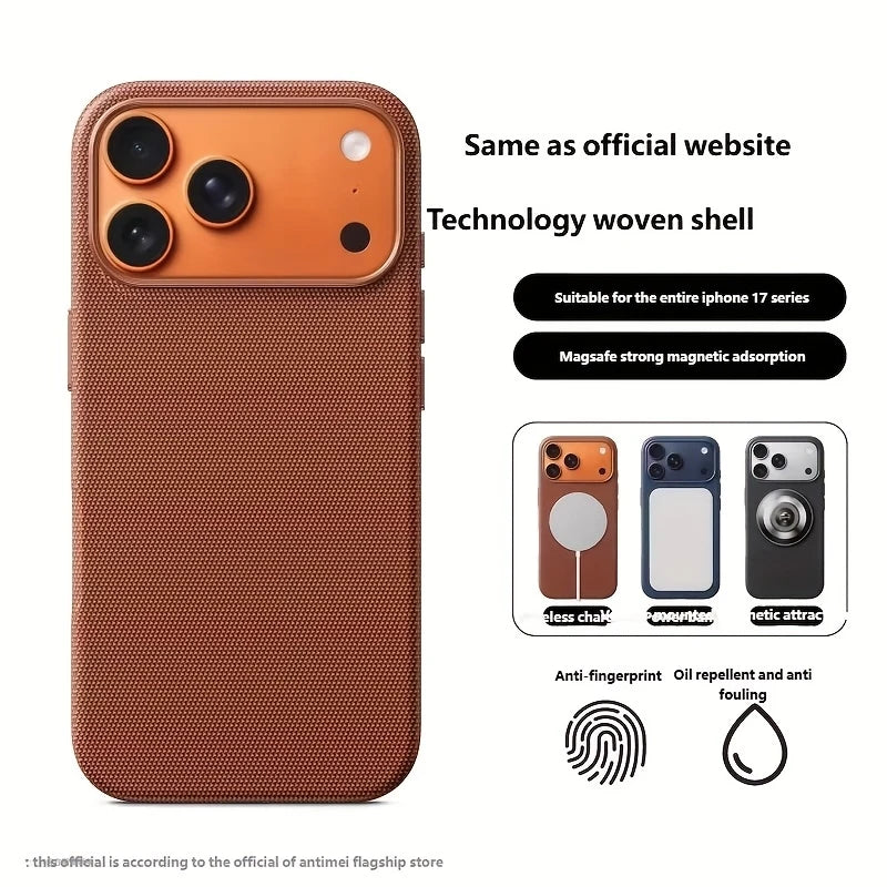 New technology fabric magnetic phone case is suitable forIPhone 17 16 15 14 13 12 Pro Max Woven Magnetic Protective Case，High-en