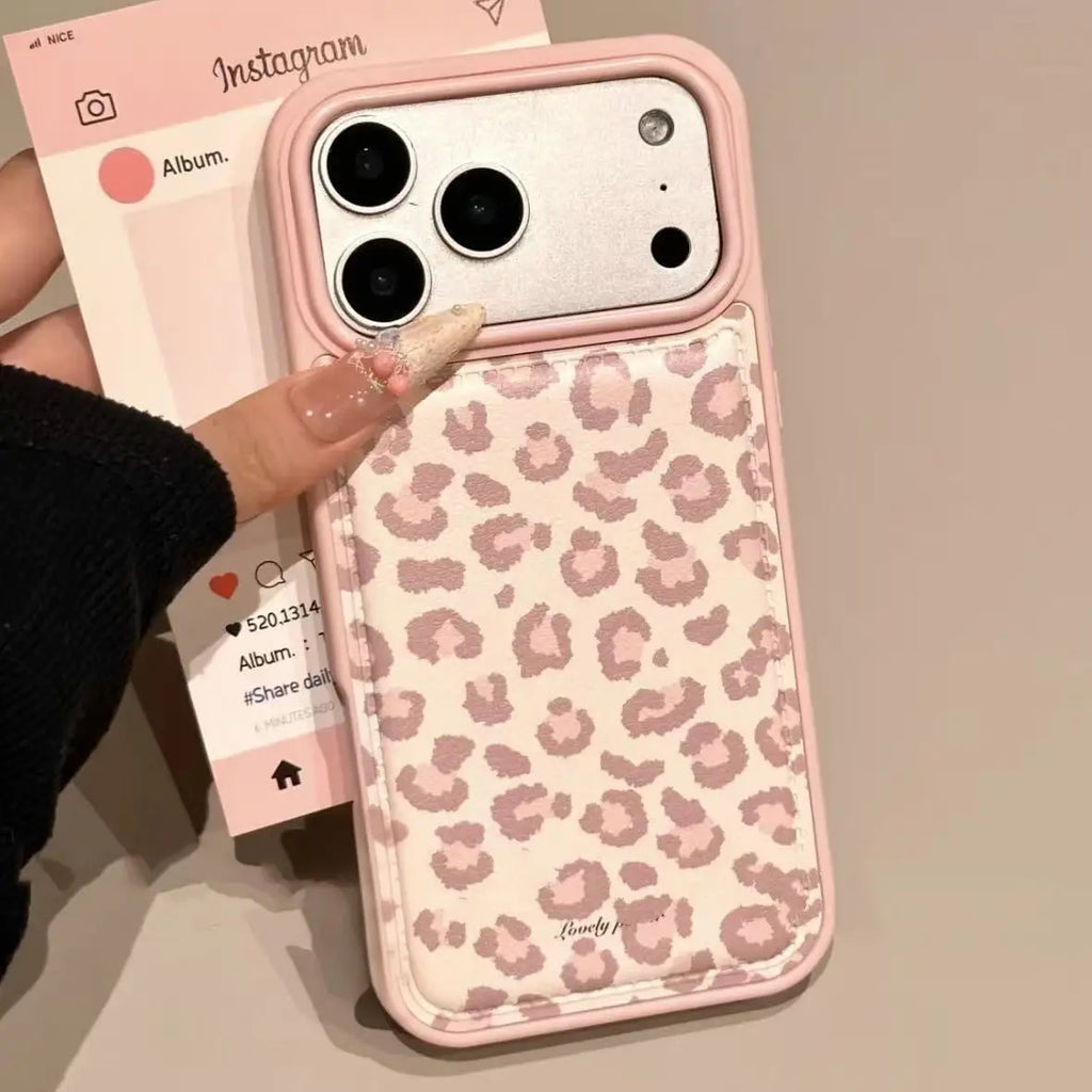 Simple Korean Pink Retro Leopard Pattern Phone Case For iPhone 17 AIR 16 15 14 13 12 11 PRO MAX PLUS Anti Drop Dustproof Cover