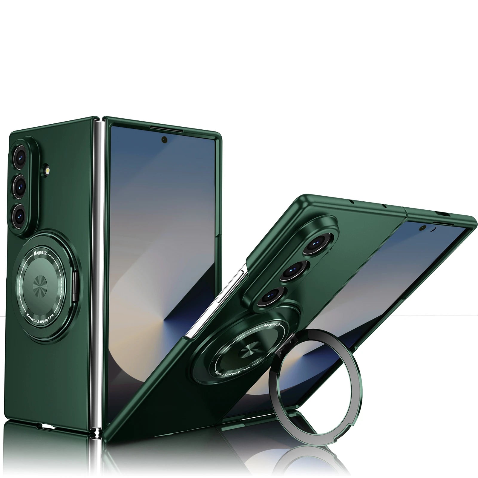 Luxury Military Armor Solid Color Magnetic 360 Bracket Phone Case For Samsung Z Fold 7 6 5 4 3 Wireless Charge Shockproof Cover