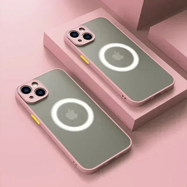 Hard Matte Case For iPhone 16 17 Air 16e 15 14 13 Mini 12 11 Pro Max Plus Phone For Magsafe Magnetic Wireless Charge Cover funda