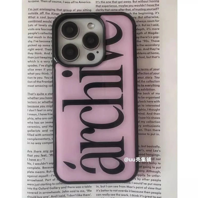 Korean Ins Simple and Gentle Girl Pink Pattern Phone Case For iPhone 17 16 15 14 13 11 Pro Max AIR PLUS Resin Casting Cute Cover