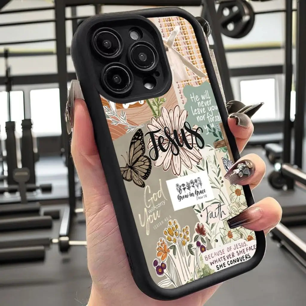 Jesus Collage Pattern Thick Shockproof Phone Case For iPhone 16 Pro Max 16 15 14 13 12 11 Pro Max X XR XS 7 8 16 Plus  Cover