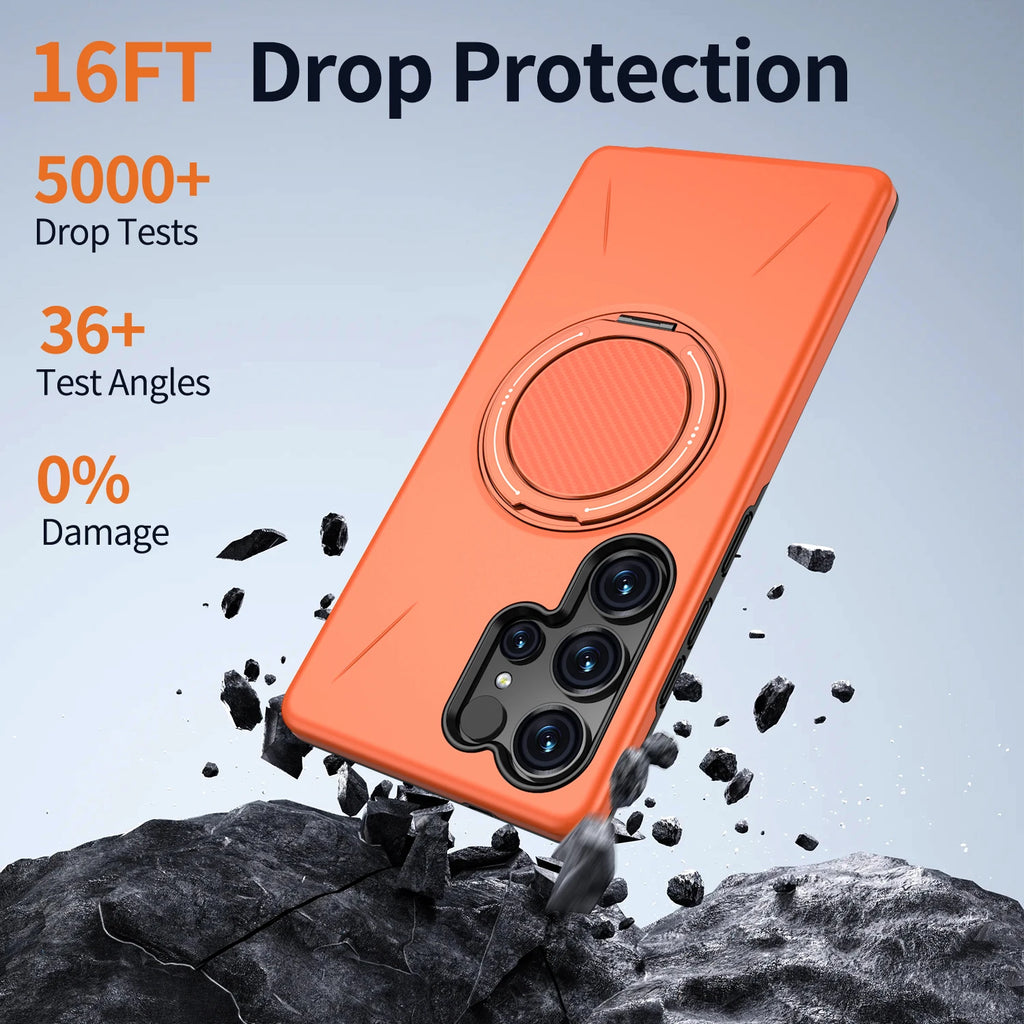 Dual Layer For Magsafe Bracket Phone Case For Samsung Galaxy S26 S25 Edge S24 S23 FE Plus S22 Ultra Folding Stand Magnetic Cover
