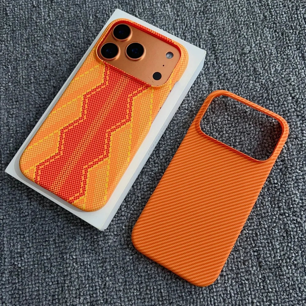 Thin Line Patterns Carbon Fiber For Magsafe Magnetic Case For iPhone 17 16 Plus 15 Pro Max 14 13 12 Frameless PC Bumper Cover