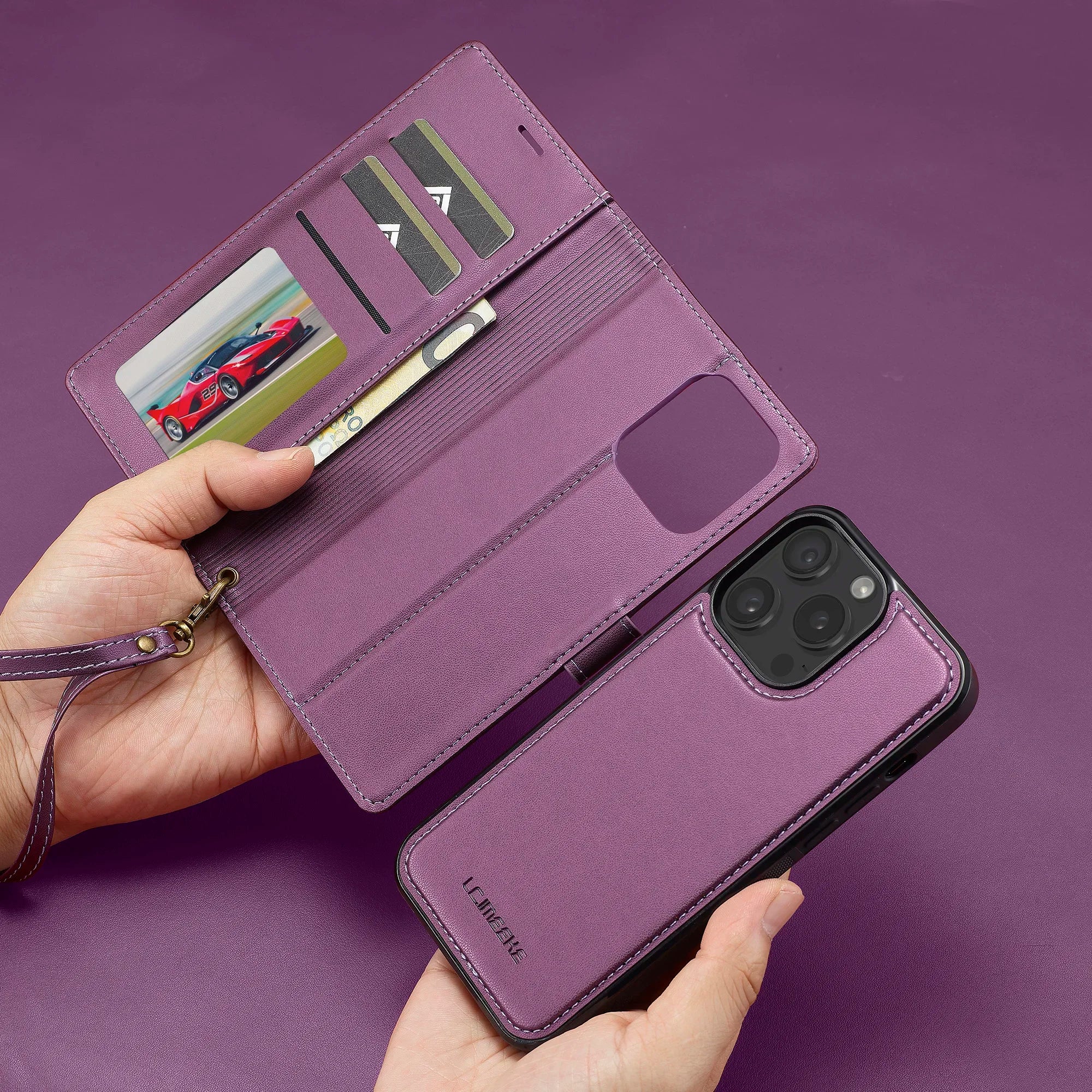 2 in 1 Removable Cards Solt Flip Leather Wallet Case For iPhone 15 Pro Max 14 Plus 16 13 12 11 SE 2022 XR XS Magnetic Bag Cover