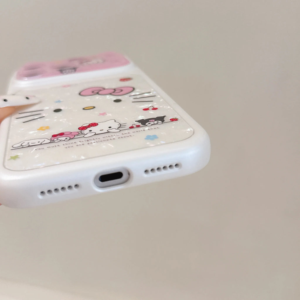Cartoon Style Best Friends For Hello Kitty Shell Print Case For iPhone 17 Pro Max 16 15 Bling Anti-Fall Soft TPU Phone Cover
