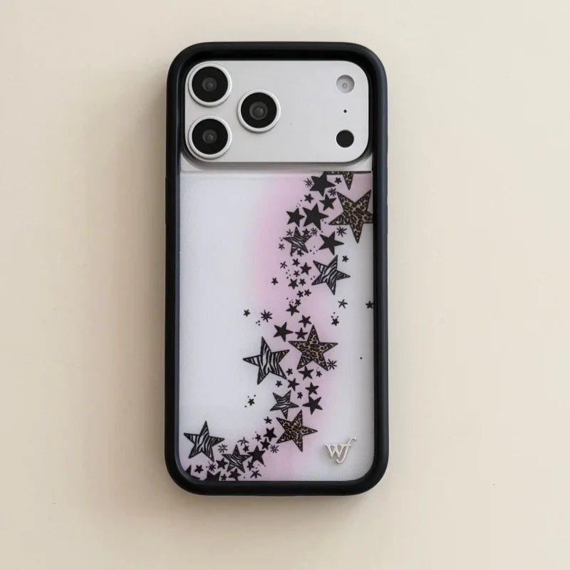 Wildflower Stars Fang Union Jack Phone Case for iPhone 12 13 14 15 16 17 Pro Max Plus Air wf INS Puppy Polka Dot Back Cover﻿﻿﻿﻿﻿