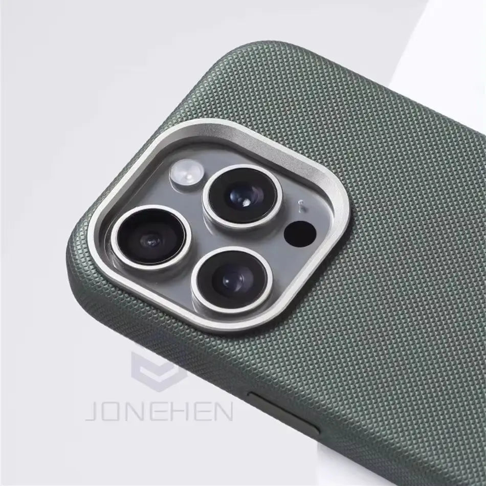 Luxury Diamonds Texture For Magsafe Leather Case For iPhone 13 14 15 16 17 Pro Max Alloy Lens Wireless Charge Accessories Cover