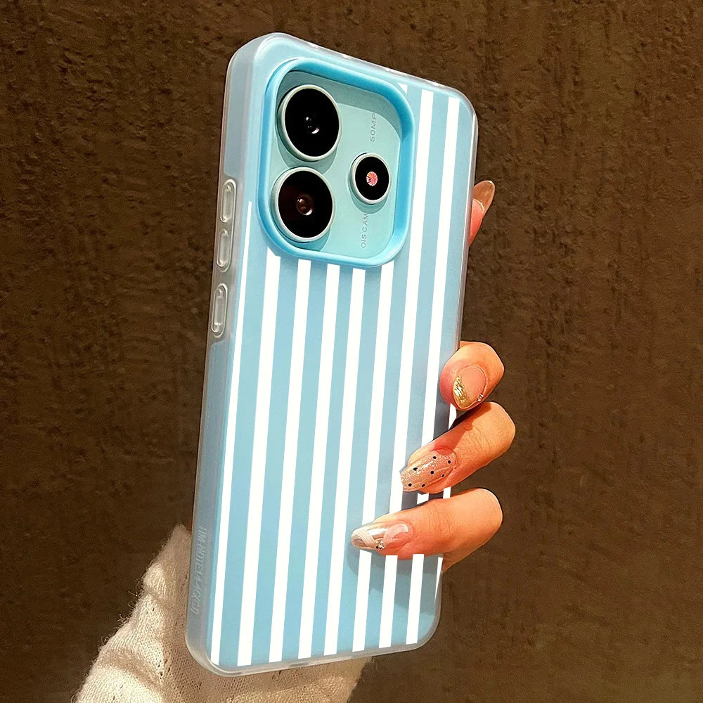 Simple Stripe Polka Dot Case For Samsung Galaxy S26 Ultra S25 S24 S23 Plus Ultra 2-in-1 Candy Matte Color Hard Shockproof Cover