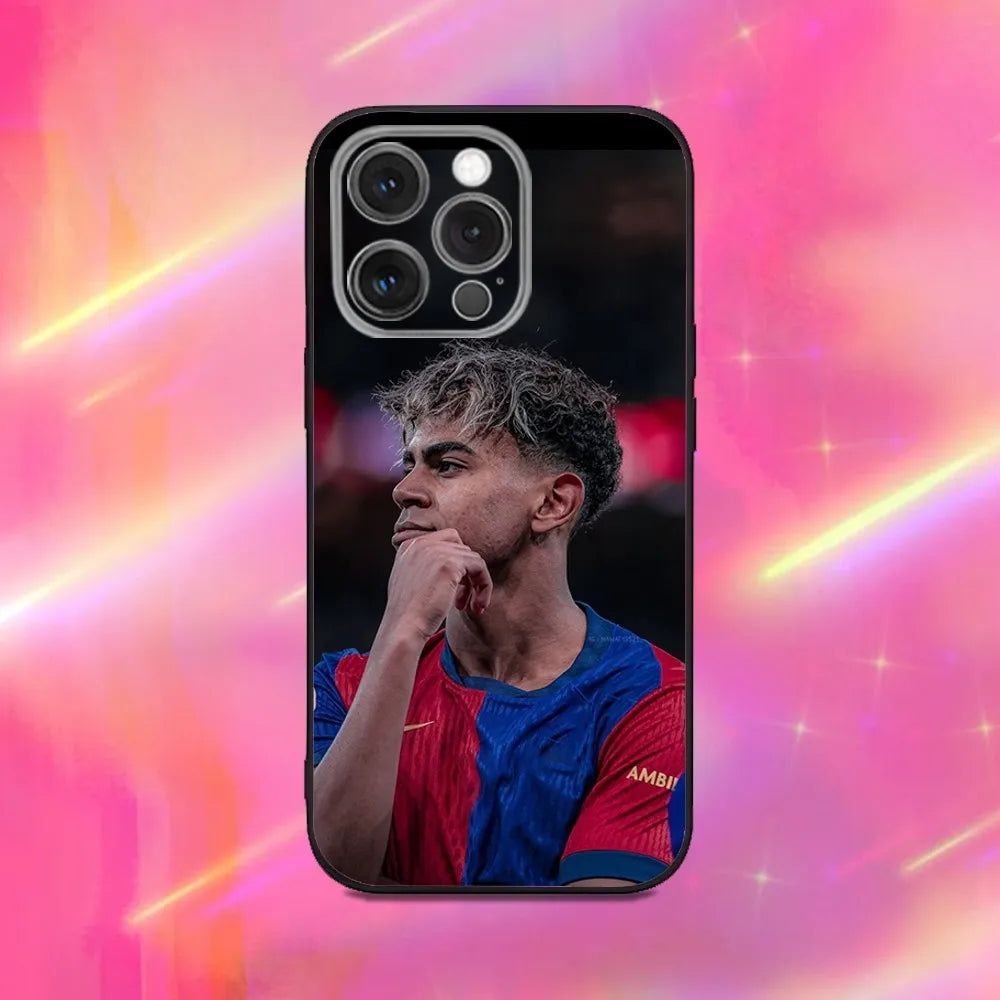 Football 19 L-Lamines Phone Case For iPhone 16,15,14,13,12,11,Pro,Max,Plus,X,XS,XR,SE,8,7,Mini,Soft Y-Yamale Silicone Black Case