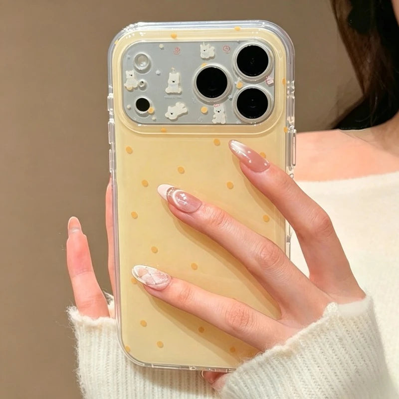 Fashion Cute Yellow Polka Dot Pattern Protection Phone Case For iPhone 11 12 13 14 15 16 17 Pro Max 17 Pro Shockproof Back Cover