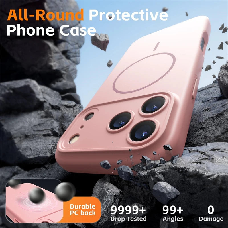 Magnetic Silicone Soft Case for Magsafe IPhone 17 Air 16 15 14 13 12 Pro Max Plus 17Air 17Pro i Phone i17 ProMax Mag Safe Cover