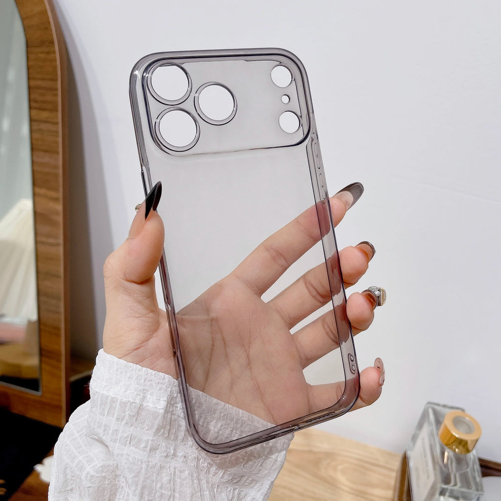 Ultra-thin Clear & Gray Black Soft TPU Case for iPhone 17 16 15 14 13 12 11 Pro Xs Max 16e XR 7 8 Plus SE 2020 2022 Back Cover