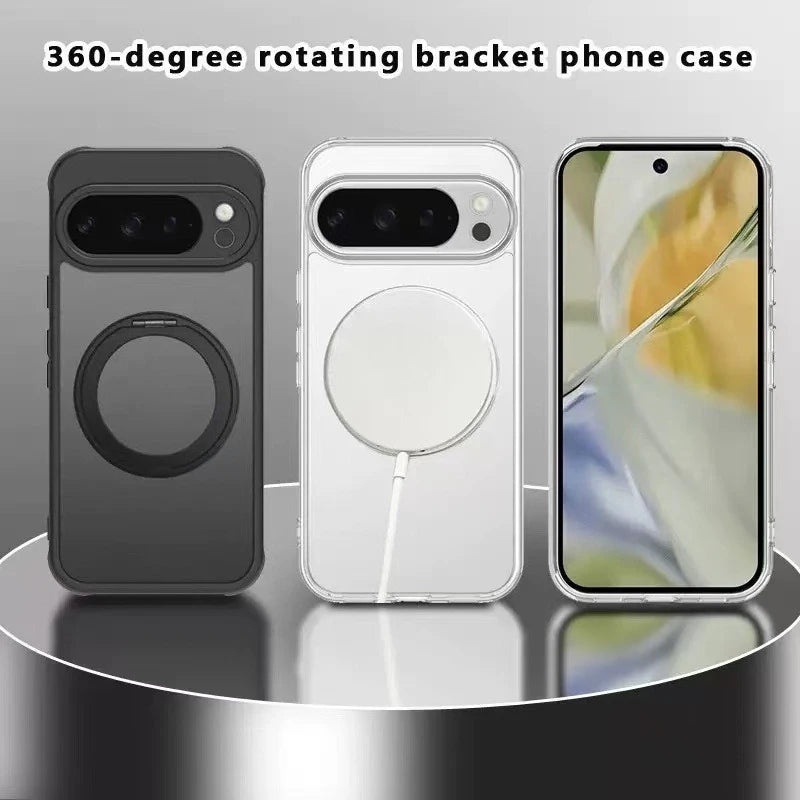 Magnetic Case For Magsafe Google Pixel 10 11 9 8 7 6 Pro XL 10A 9A 8A 7A 6A Macsafe Ring 360° Rotating Invisible Kickstand Cover