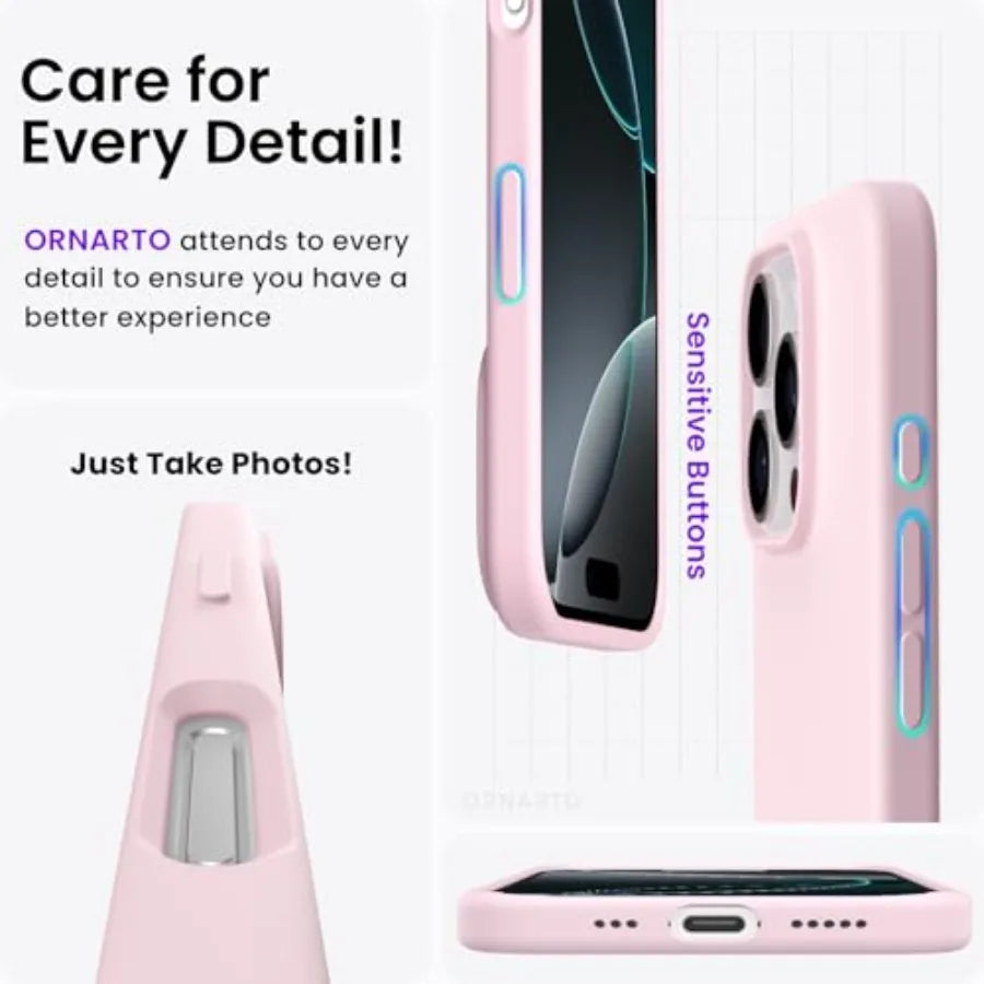 Compatible with iPhone 16 Pro Case 6.3, Slim Liquid Silicone 3 Layers Soft Gel Rubber Shockproof Protective Cover with Anti-Scr