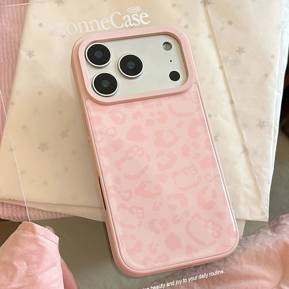 Cute Kitten Pink Leopard Print Pattern Phone Case for iPhone 17promx 17 16 15 14 17Pro Max 13 Pink Bumper Edge Shockproof Cover