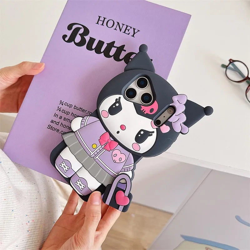 Sanrio Cute 3D Cartoon Kitty Melody Kuromi Phone Case for iPhone 17 Pro17 16 15 14 13 12 11 Pro Max Shockproof Silicone Cover