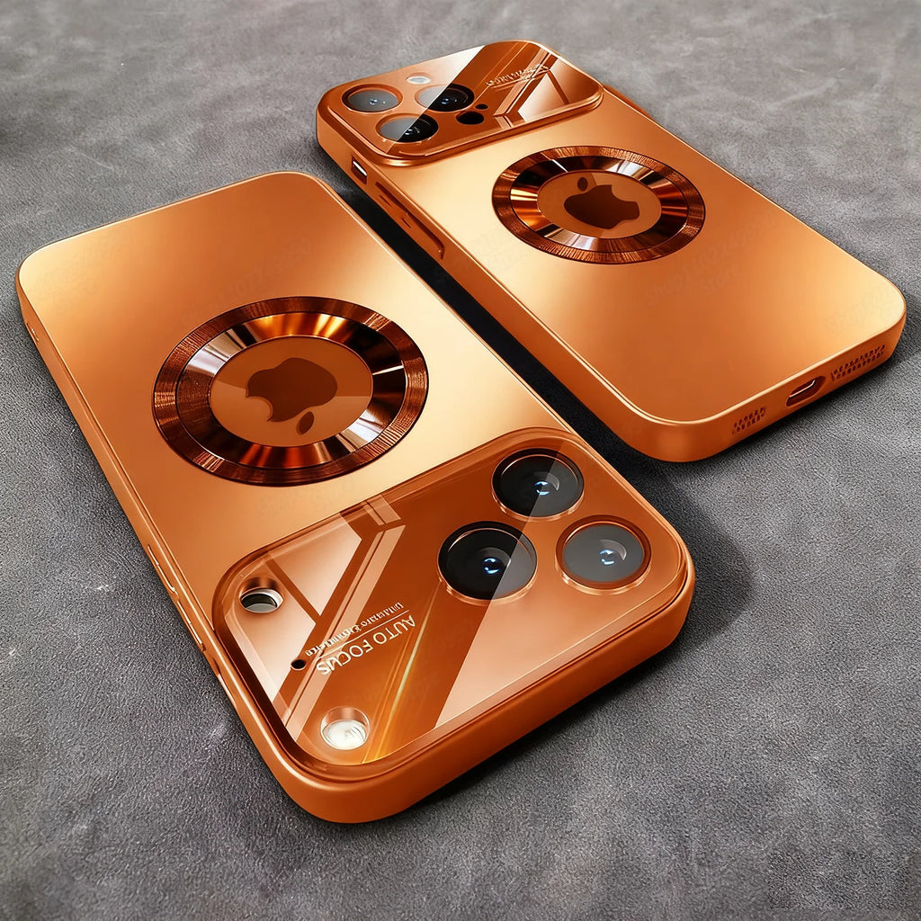 Luxury Glass Camera Lens Protection Case For iPhone 17 Pro Max Air 14 15 Plus 12 13 16 Pro 16E For Magesafe Magnetic Phone Cover