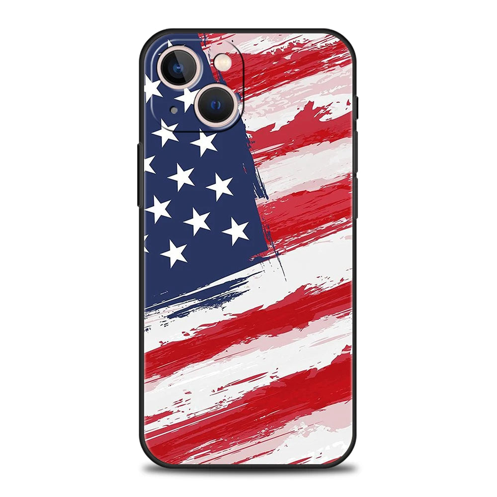 American United States Flag Phone Case Cover for iPhone 16 15 14 13 12 Pro Max XR XS 11 7 8 Plus Shockproof Silicone Soft Shell