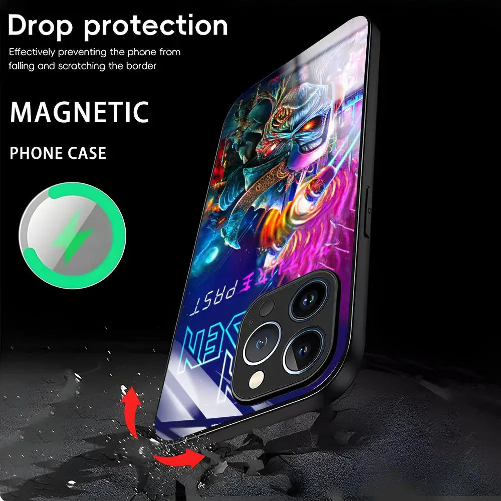 R-Run-To-The-H-Hills-Iron-M-MaidenES  Phone Case For iPhone 16 15 14 13 12 11 X XR XS 8 Plus Mini Pro Max Glass Magnetic Case