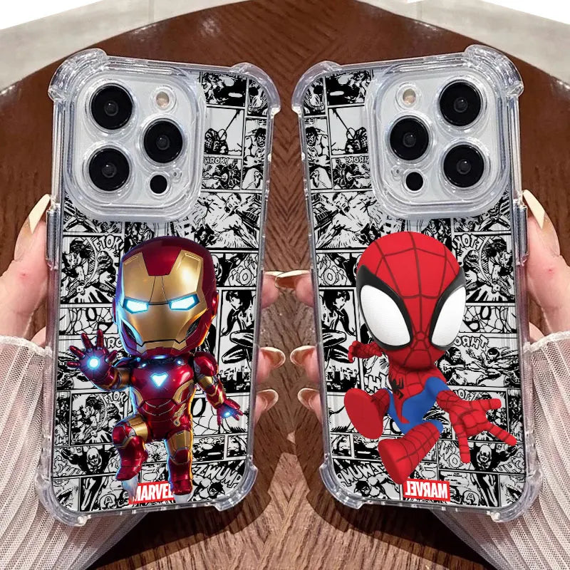 Marvels Cute Ironmans Spidermans Case For Xiaomi 17T Pro 5G 15T 12T 15 F7 Ultra POCO F7 M7 X4 X5 X7 X8 Pro Max Clear Phone Cover