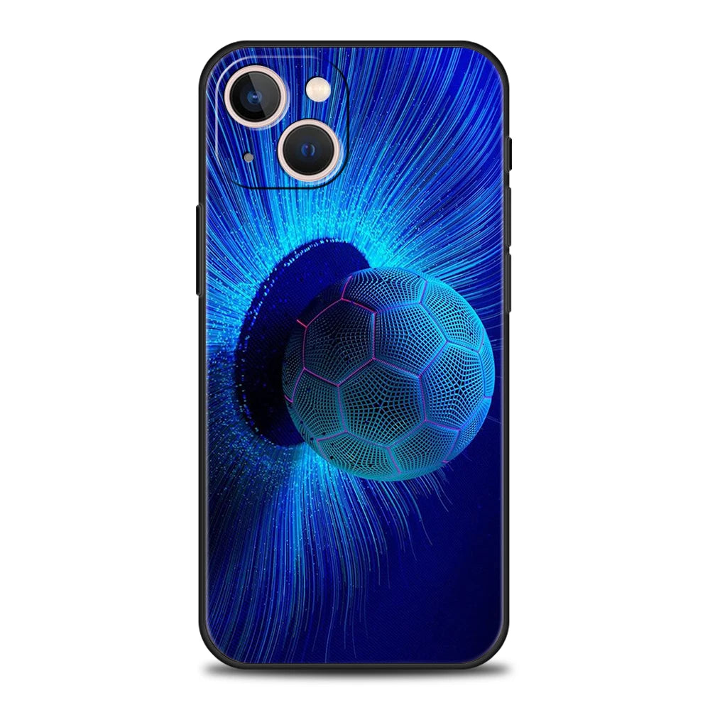 Football Sport Soccer Phone Case Cover for iPhone 16 15 14 13 12 Pro Max XR XS 11 7 8 Plus Shockproof Silicone Soft Shell Bag